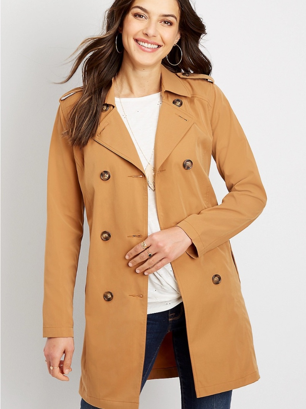 Maurices Caramel Double-Breasted Trench Coat
